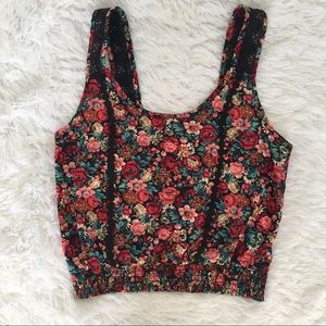 American Rag Floral Crochet Tank Crop Top Small